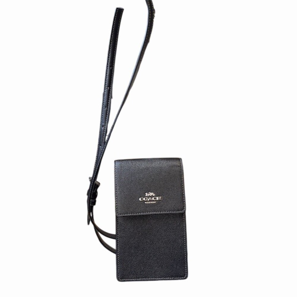 Coach North South Phone Crossbody Bag Black Adjustable Or Removable Strap